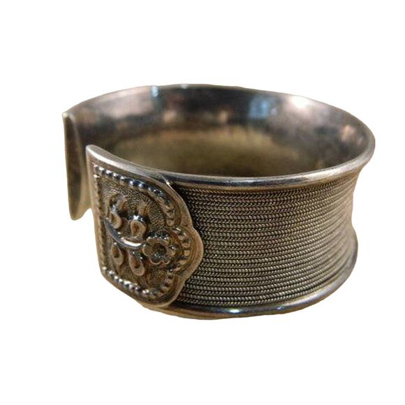 Huge Sterling Silver Wide Cuff Bracelet Bangle - Picture 5 of 9